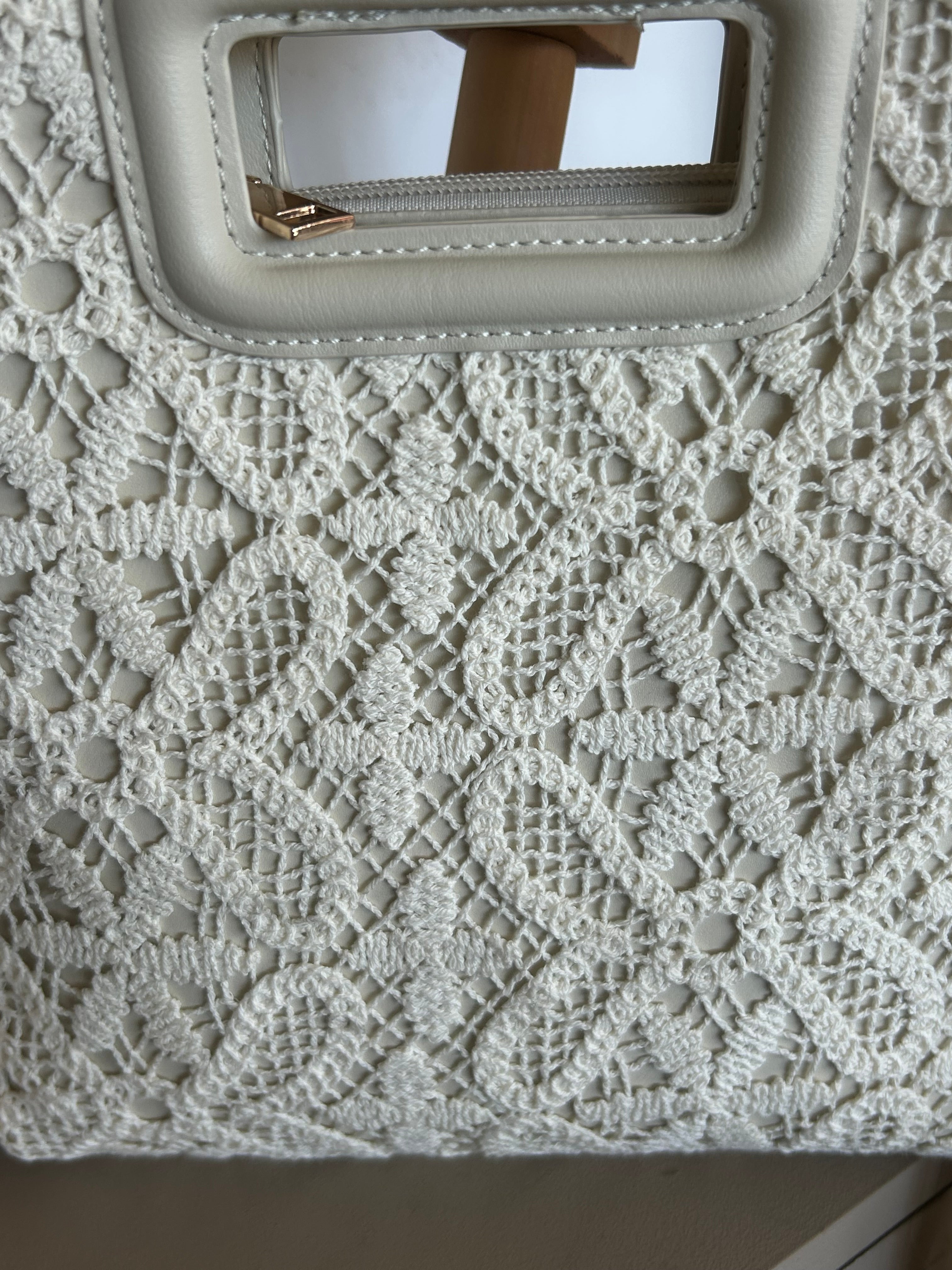 Sac Bohème Crochet Ivoire à Franges Bandoulière Détachable — Ibiza Lunea