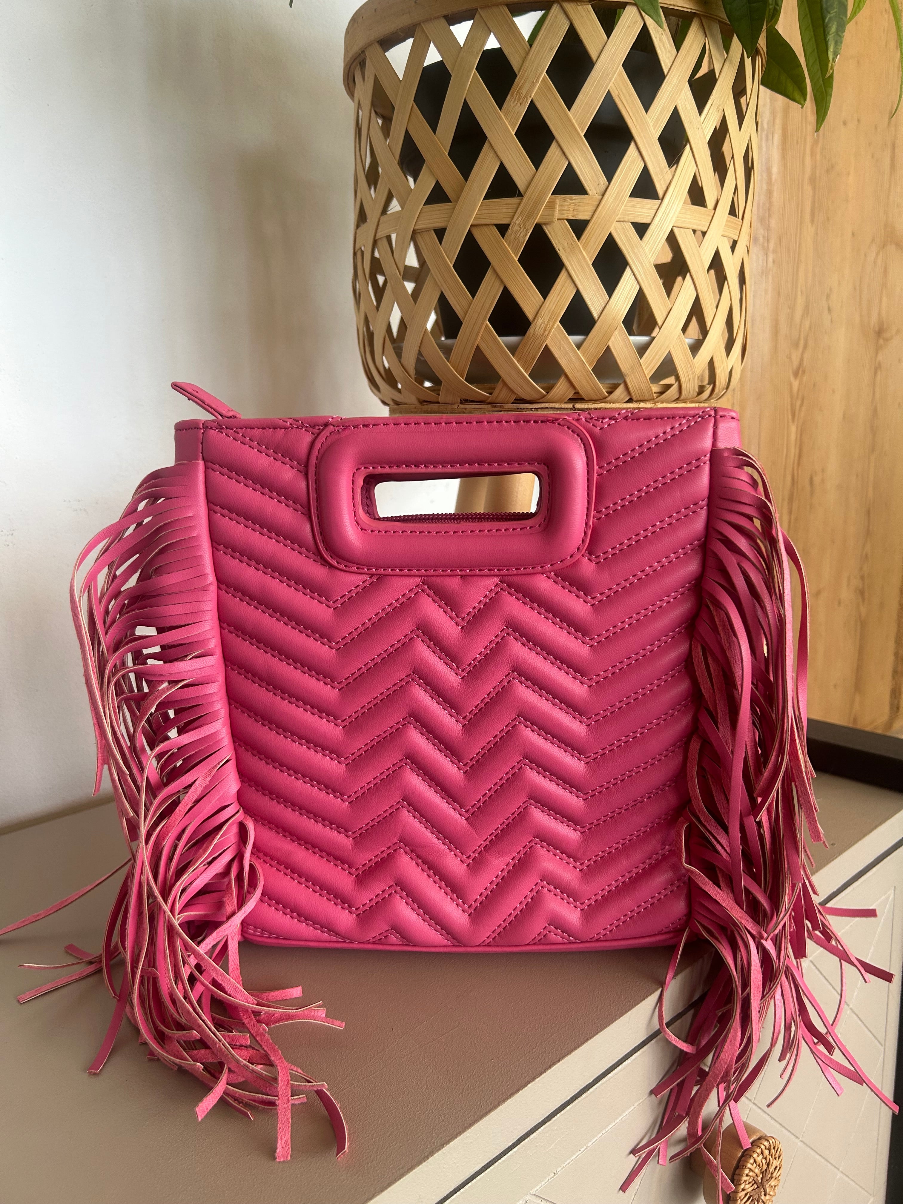 Sac Bohème à Franges Texturé Rose Femme — ECLIPSE Lunea