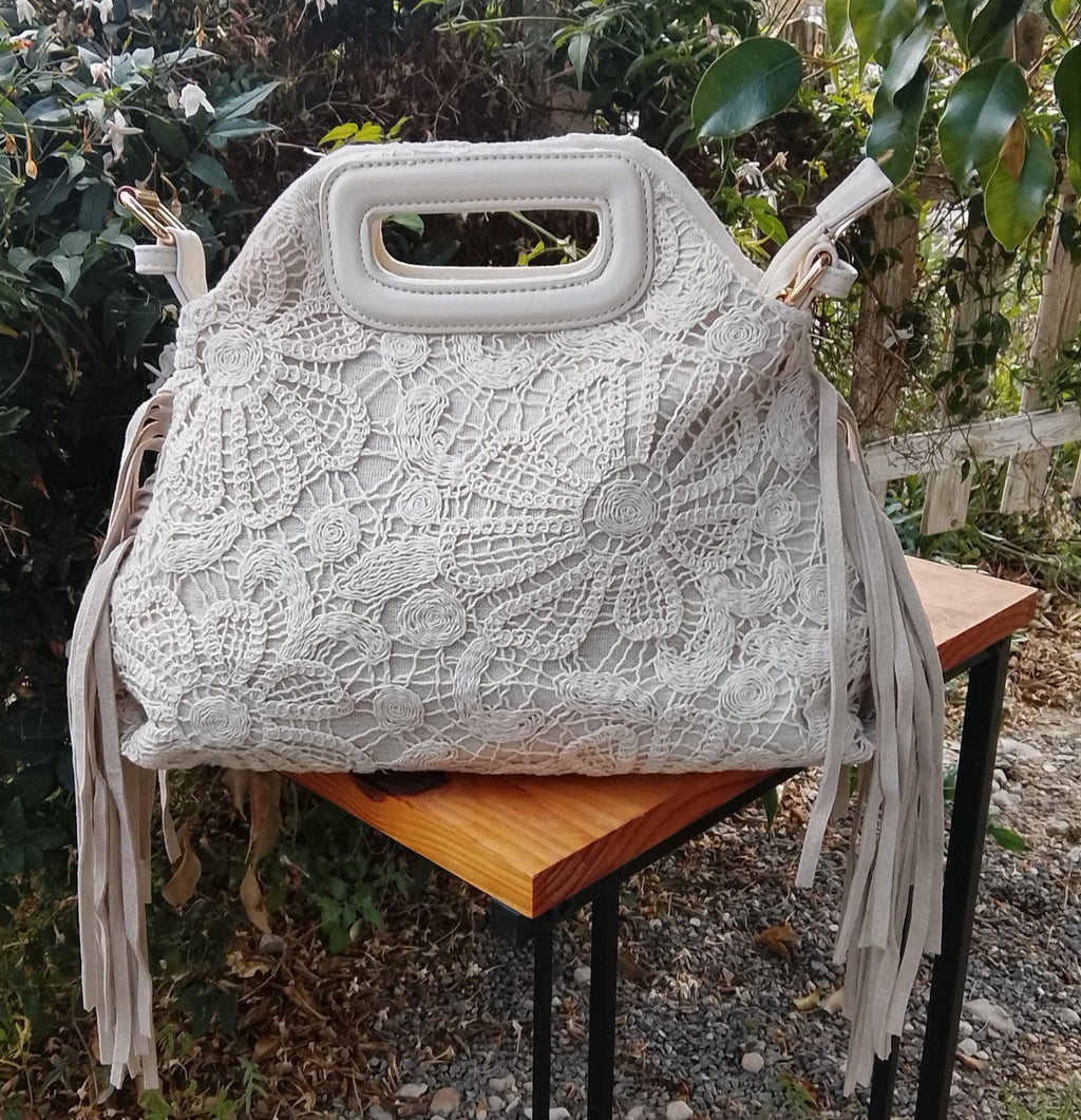 Formentera Crème - Sac Boho Chic Franges
