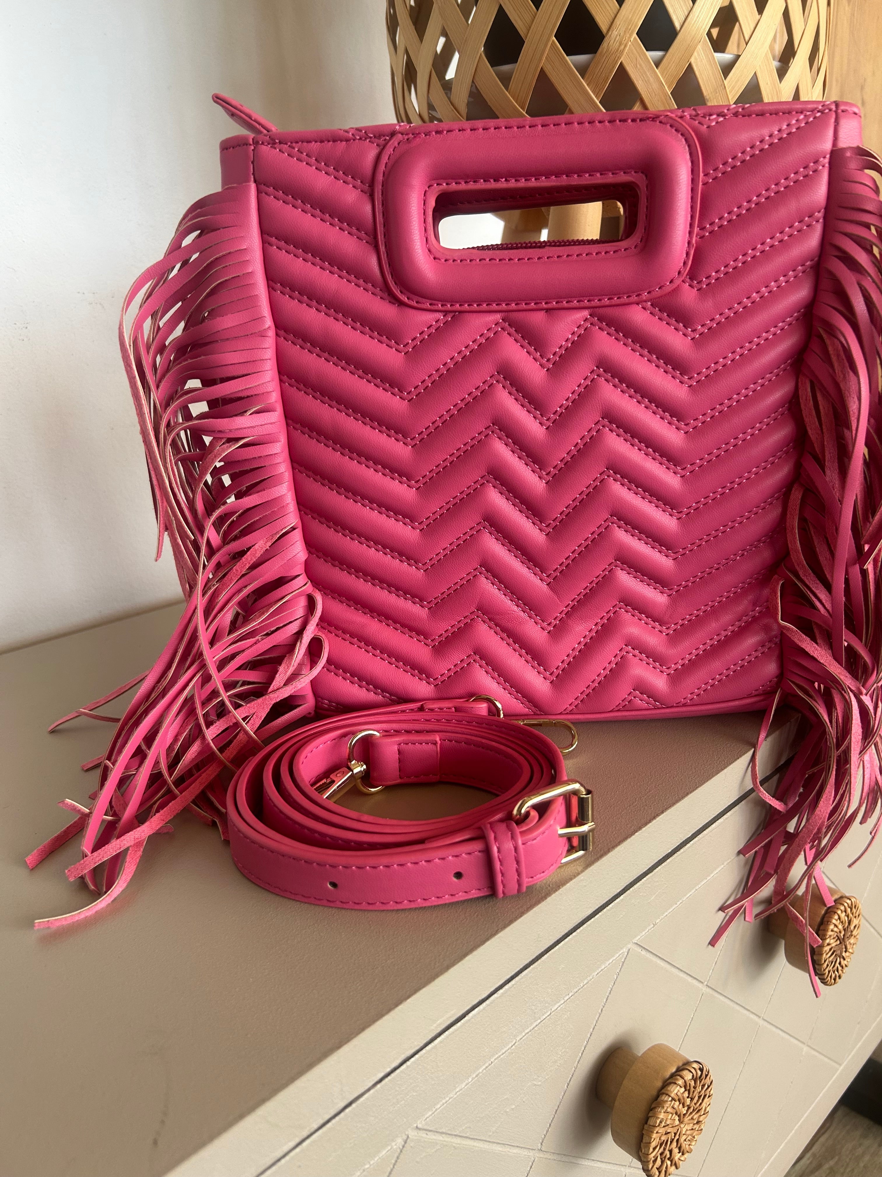 Sac Bohème à Franges Texturé Rose Femme — ECLIPSE Lunea