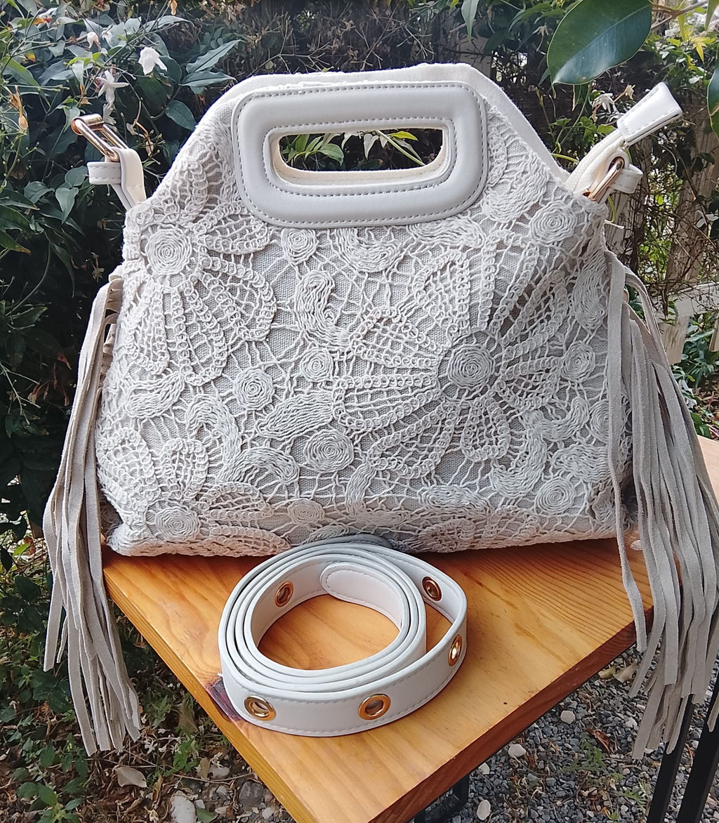 Formentera Crème - Sac Boho Chic Franges